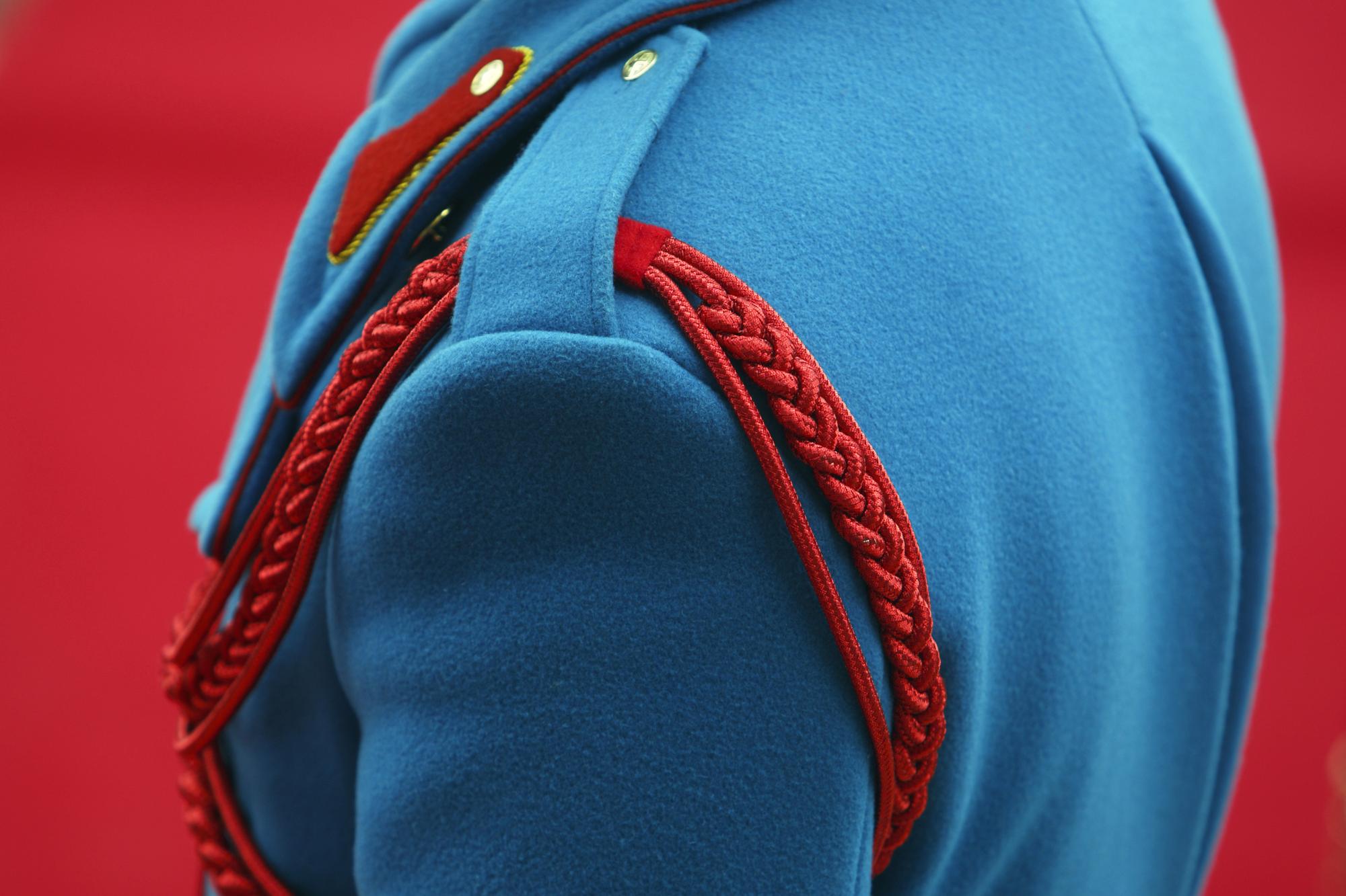 embroidered jacket detail with layered threads